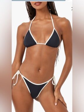 l*space Black and White Contrast Triangle Bikini Set